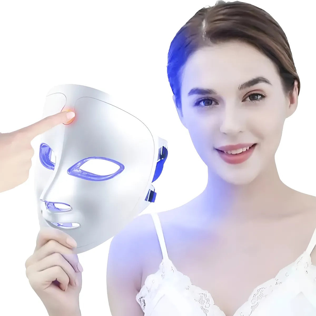 LumiFace encendida en luz azul